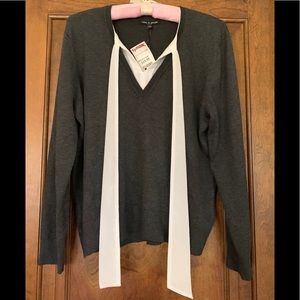 Sweater with built in silk collar